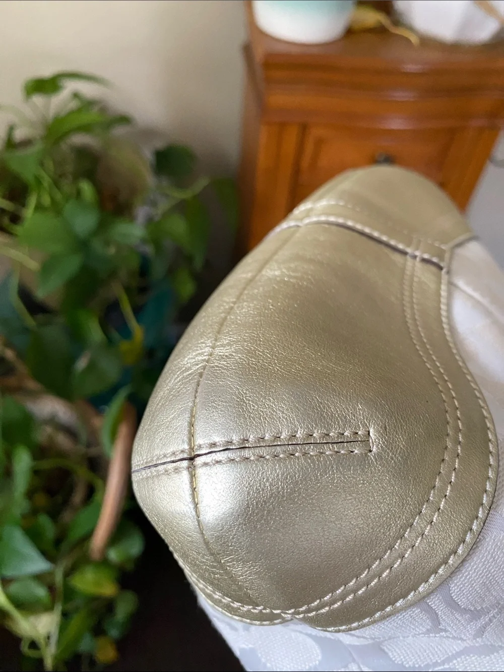 Coach Soho Signature Shoulder Bag with Cream monogram & Gold Metallic Trim